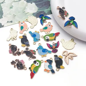 DIY alloy enamel bird charms cute crow parrot pendants for handmade jewelry making earrings