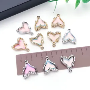 Kristal strass zeemeermin staart hart legering DIY bedels sieraden accessoires voor ketting