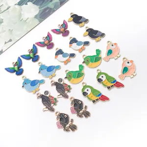DIY alloy enamel bird charms cute animal pendants for handmade jewelry making earrings keychains