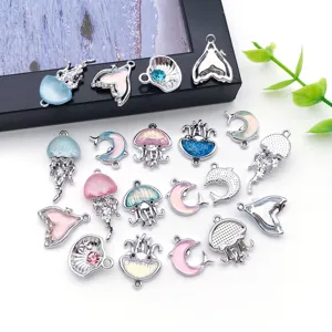 Ozean Thema Qualle Delfin Muschel Harz Metall DIY Anhänger Zubehör für Schmuckherstellung