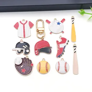 DIY baseball tema smalto ciondoli set lega pendenti portachiavi accessori gioielli fai.