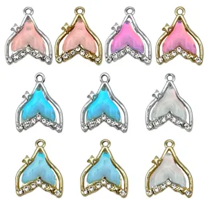 Legering Zeemeermin Visstaart Bedeltjes Strass Kleurrijk Kristalglas Hangers Voor DIY Sieraden Maken Kettingen Armbanden Accessoires