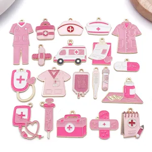 Fashion Zinc Alloy Enamel Medical Equipment Charms For DIY Necklace Bracelet Keychain Nurse Day Craft Making Accessories Pendants