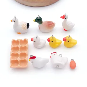 Süße Harz Tier Charms Simulation Miniatur Ente Hase Hund Huhn Ei Anhänger DIY Armband Halskette Handwerk Schmuck Finden Hängendes Zubehör