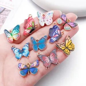 Colorful enamel butterfly charms alloy pendants for DIY jewelry making handmade bracelets necklaces