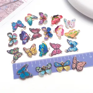 Enamel butterfly charms for jewelry making, DIY handmade accessories, cute pendant bracelets.