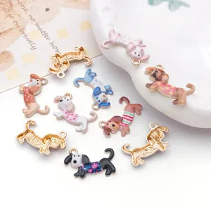 Diy dachshund dog enamel charms pendants for handmade bracelet necklace jewelry making accessories