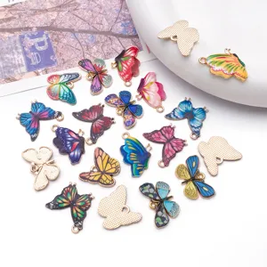 Colorful enamel butterfly charms alloy pendants for DIY handmade jewelry bracelets necklaces crafting