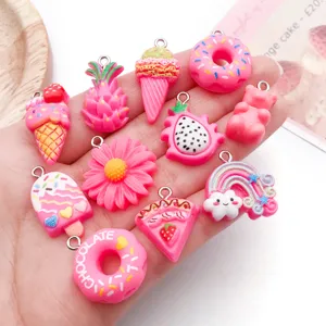 Roze hars DIY bedels hangers zoete voedsel dier sieraden maken accessoires leuk