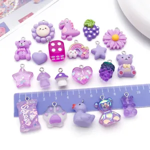 Simpatici ciondoli in resina viola set charm fai da te per collana portachiavi creazione