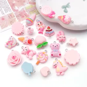 Leuke roze hars DIY bedels lollys beren taarten hangers voor kettingen oorbellen sieraden