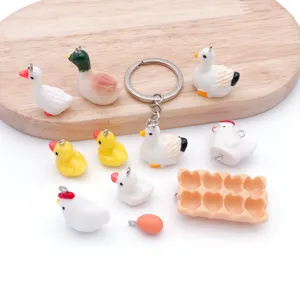 Süße Harz Ente Huhn und Ei Charms Set für DIY Schlüsselanhänger Schmuck Zubehör