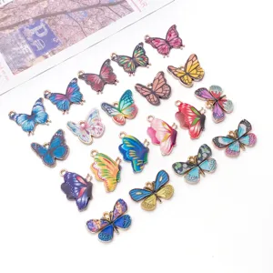 Colorful enamel butterfly charms for DIY jewelry making, bracelets, necklaces, and earrings.