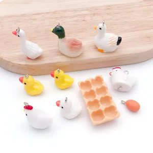Süße Harz Tier Ente und Huhn Charms DIY Schmuck Anhänger für Armband Halskette Zubehör Teile