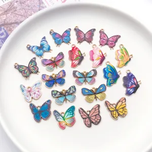 Colorful Enamel Butterfly Charms Metal Pendants for DIY Jewelry Making Bracelets