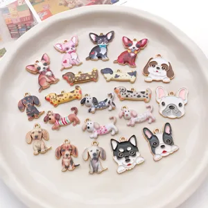 Cute cartoon dog charms DIY jewelry accessories for pet collars necklaces and crafting.