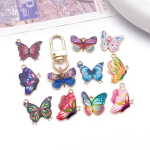 Colorful enamel butterfly charms metal pendants for DIY handmade jewelry bracelets necklaces earrings.