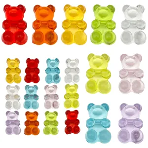 Kleurrijke doorzichtige beren acryl bedels voor DIY sieraden maken, telefoonkettingen en halskettingen.