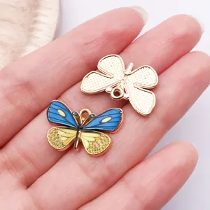 Enamel butterfly charm detail shot, ideal for DIY handmade bracelets, necklaces, and earrings.