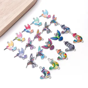 Colorful enamel hummingbird double loop charms alloy DIY bracelet jewelry making accessories.