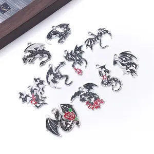 Pendentifs en alliage de dragon gothique en métal pour la fabrication de bijoux DIY et colliers boucles.