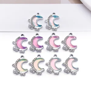 DIY Legierung Kristall Mond Harz Anhänger Charms für handgemachte Halskette Ohrring Schmuck