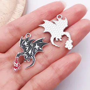 Pendentif en alliage de dragon gothique émaillé accessoires de bijoux DIY pour colliers boucles.