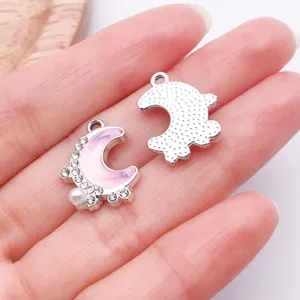 DIY schillernd Strass Perle Mond Kunstharz Legierung Schmuck Anhänger Ohrring Kette Detail