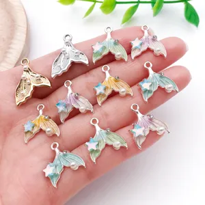 Alloy Rhinestone Artificial Pearl Marine Starfish Mermaid Tail Charms For DIY Handmade Earrings Necklace Pendant Making Findings