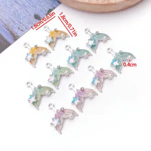 Gradient pearl star fish tail alloy ocean charms for diy handmade necklace earrings.