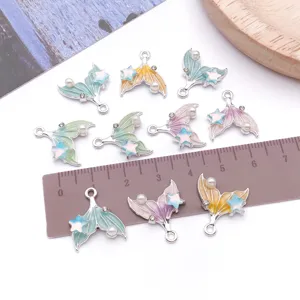 Gradient pearl starfish fish tail alloy charms for DIY handmade earrings necklaces jewelry making