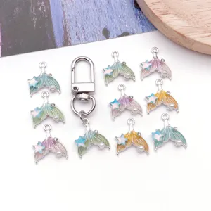 Gradient pearl starfish fish tail alloy ocean pendant for DIY handmade jewelry accessories