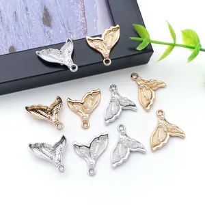Alloy pearl inlaid fish tail pendant charms for DIY jewelry making, necklace and earrings.