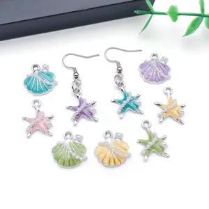 Stile oceano goccia d'olio stella marina conchiglia ciondolo orecchini accessori bigiotteria.