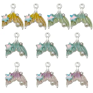 Gradient pearl starfish mermaid tail alloy charms DIY handmade jewelry making accessories.