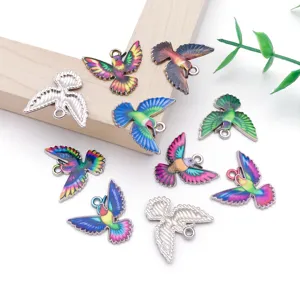Colibri hummingbird enamel alloy charms for DIY jewelry making necklaces keychains.