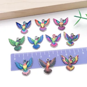Enamel hummingbird metal charms pendants for DIY jewelry making bracelets necklaces 10pcs