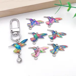 Colorful enamel hummingbird alloy charms pendants for DIY necklace bracelet jewelry making accessories.
