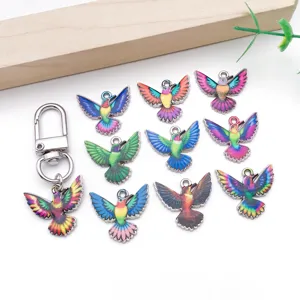 Colorful hummingbird alloy charms set DIY jewelry accessories for necklace bracelet keychains