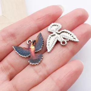 Hummingbird enamel charm alloy DIY jewelry pendant for bracelet necklace accessories.