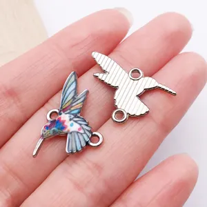 Colorful hummingbird enamel alloy charm DIY jewelry pendant keychain crafting material