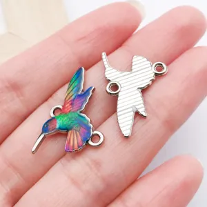 Colorful hummingbird enamel metal alloy charm DIY pendant craft jewelry making supply