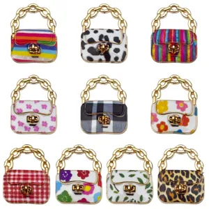Set ciondoli borsa mini, ciondoli in metallo smaltato, accessori per gioielli fai da te.