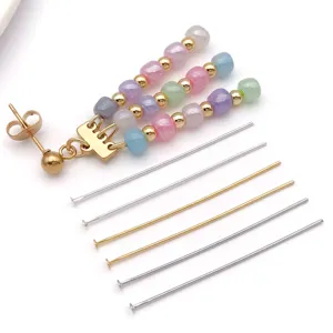 DIY jewelry making accessories set with colorful beaded stud earring and metal headpins detail