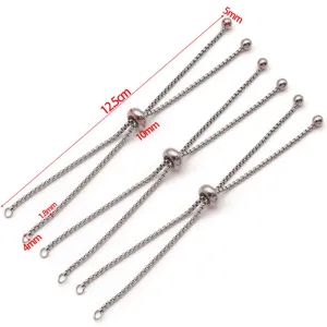 Dettaglio catena scorrevole regolabile in acciaio inossidabile da 12.5cm e 1.8mm.