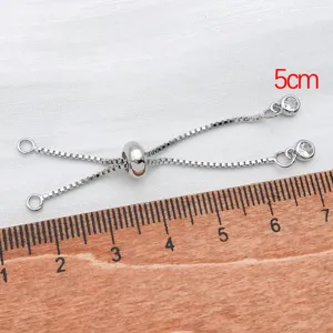 Adjustable box chain slider extender with sparkling zirconia, DIY jewelry making part.