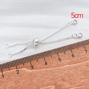 DIY adjustable slider chain jewelry accessory with silicone bead and cubic zirconia, 5cm.