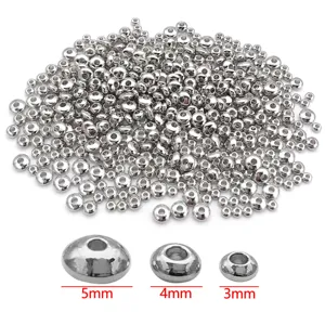 Perles d'espacement abaque argentées 3mm 4mm 5mm perles en vrac en métal pour bijoux bracelet DIY