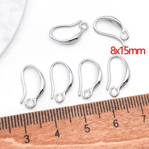 Silver metal ear hooks for DIY jewelry making, durable metal earring findings and components.