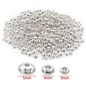 Perles intercalaires argentées abaque UFO 3 4 5mm en métal pour bracelets bijoux DIY.